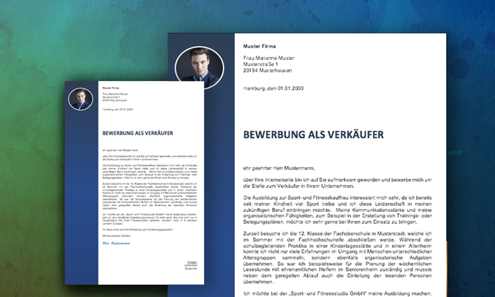 Bewerbungsanschreiben Blau / Farbverlauf 1 bewerbunganschreiben 41