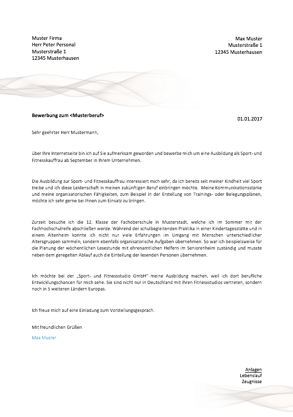 Anschreiben Bewerbungsmuster 2 bewerbungsschreiben 2017