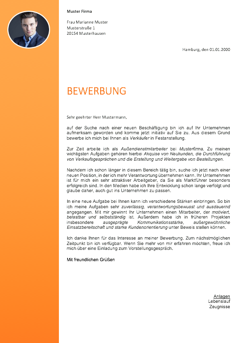 Muster Bewerbung