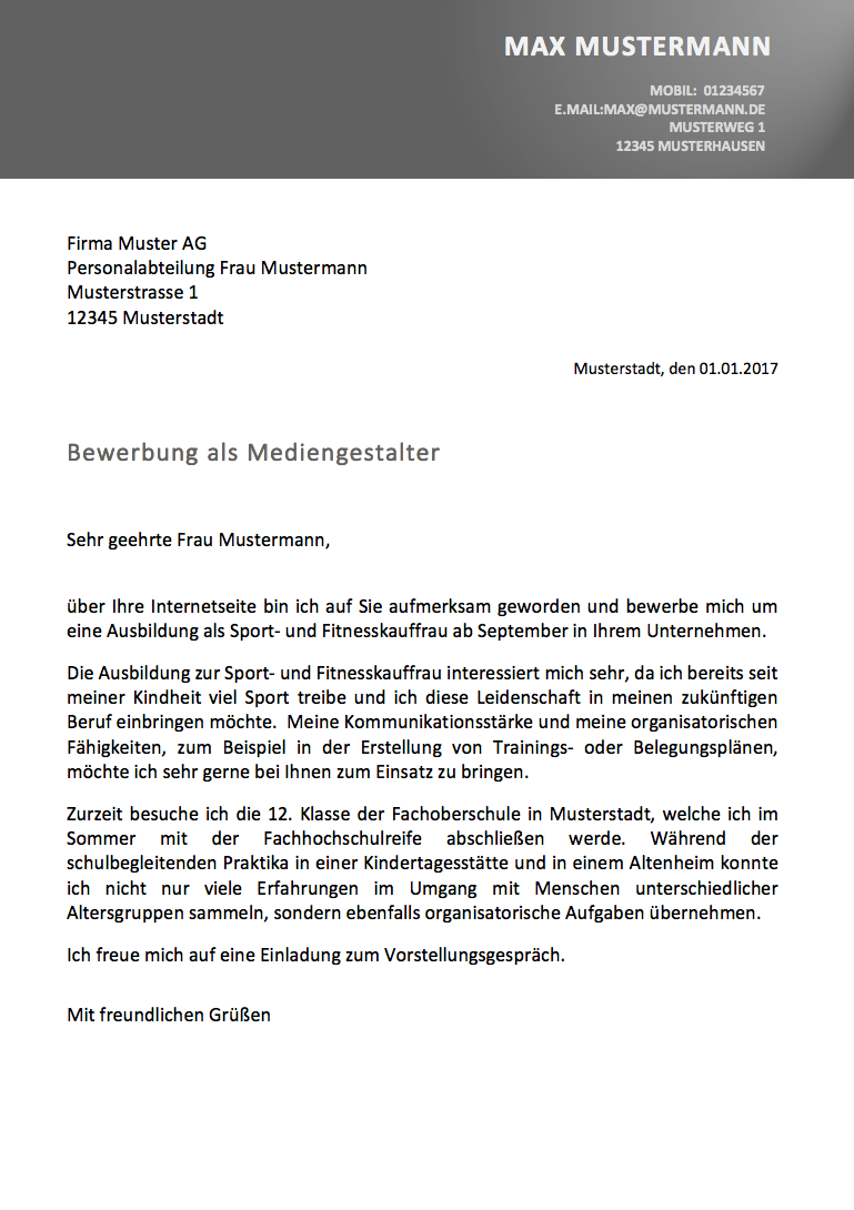 Anschreiben Bewerbung - MeineBewerbung.net