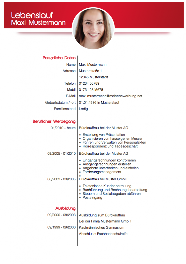 Lebenslauf-Muster & -Vorlagen für die Bewerbung | MeineBewerbung.net